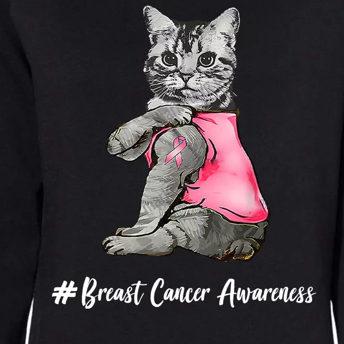 Cat Pink Ribbon Breast Cancer Womens California Wash Sweatshirt