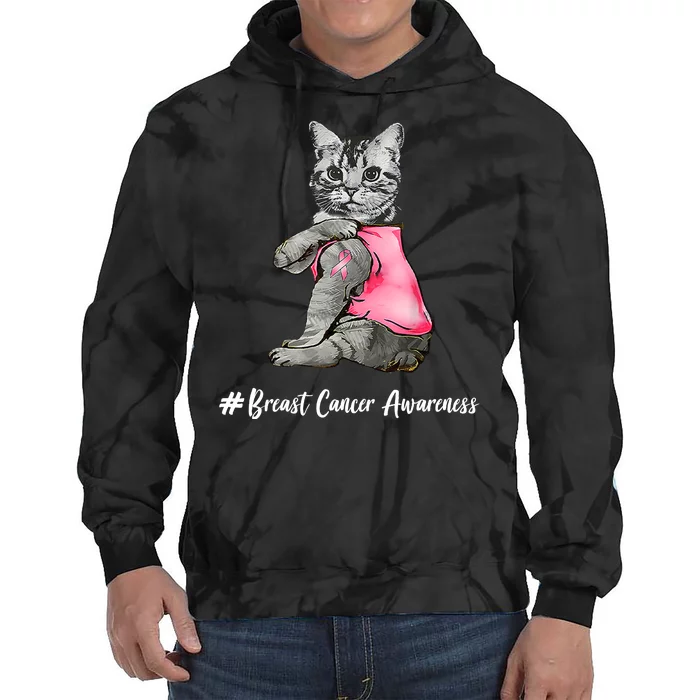 Cat Pink Ribbon Breast Cancer Tie Dye Hoodie