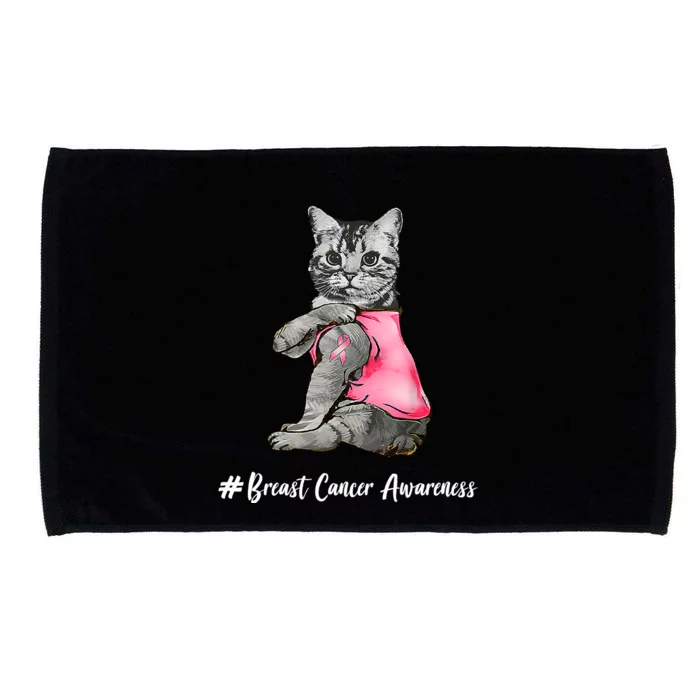 Cat Pink Ribbon Breast Cancer Microfiber Hand Towel