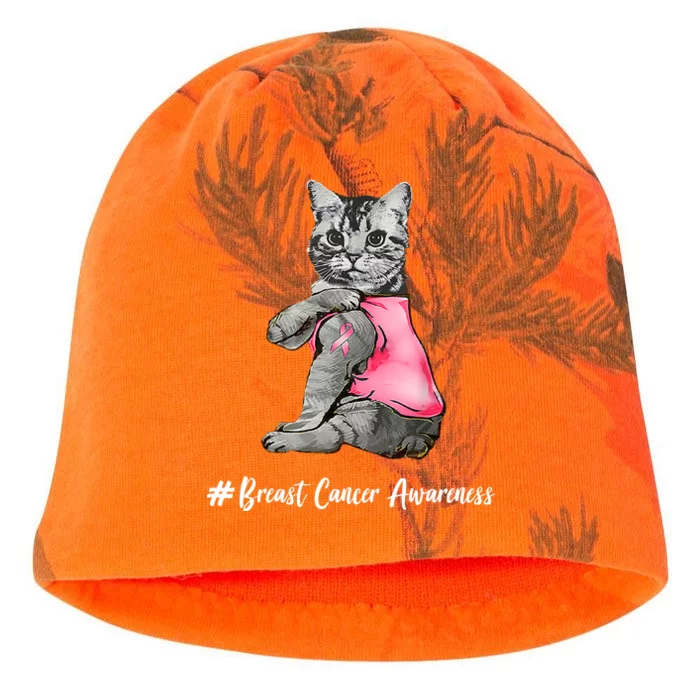 Cat Pink Ribbon Breast Cancer Kati - Camo Knit Beanie