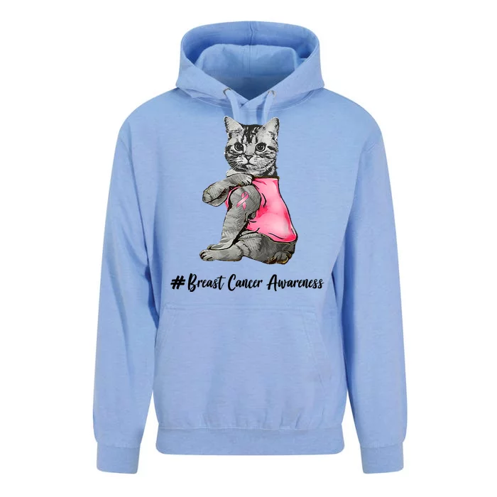 Cat Pink Ribbon Breast Cancer Unisex Surf Hoodie