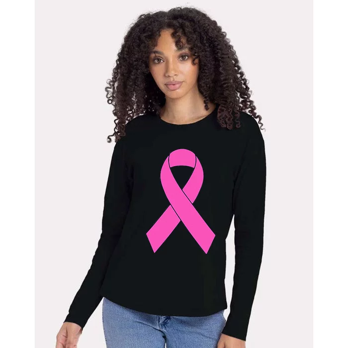 Cute Pink Ribbon Breast Cancer Awareness Kids Womens Cotton Relaxed Long Sleeve T-Shirt