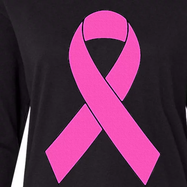 Cute Pink Ribbon Breast Cancer Awareness Kids Womens Cotton Relaxed Long Sleeve T-Shirt