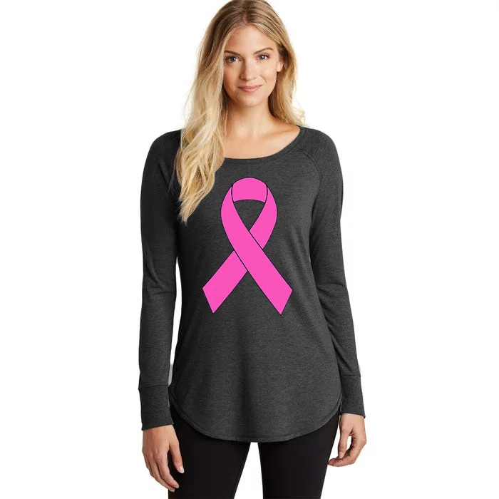 Cute Pink Ribbon Breast Cancer Awareness Kids Women's Perfect Tri Tunic Long Sleeve Shirt