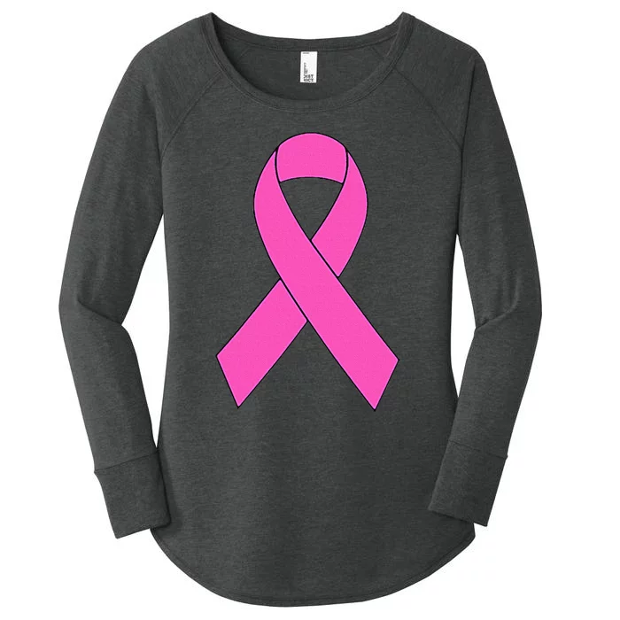 Cute Pink Ribbon Breast Cancer Awareness Kids Women's Perfect Tri Tunic Long Sleeve Shirt