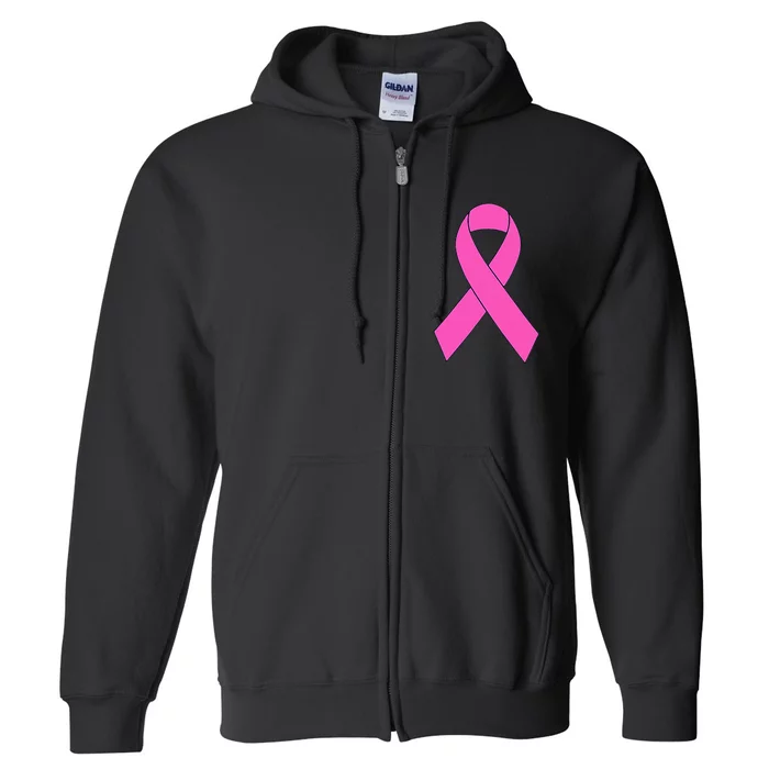 Cute Pink Ribbon Breast Cancer Awareness Kids Full Zip Hoodie