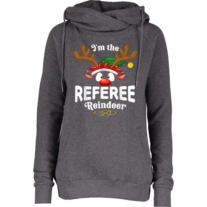 Christmas Pjs Referee Xmas Reindeer Matching Womens Funnel Neck Pullover Hood