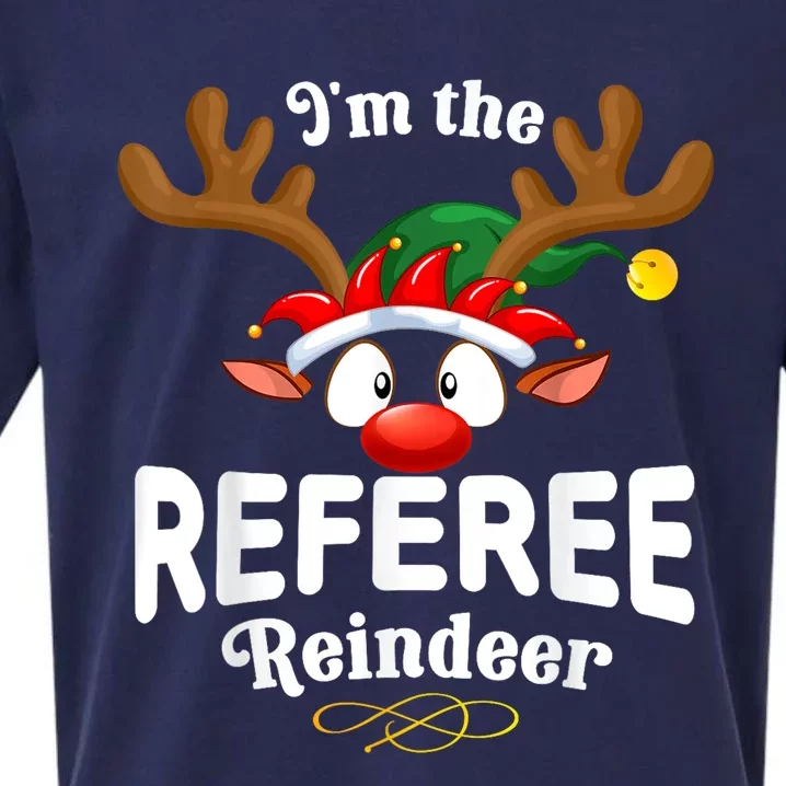 Christmas Pjs Referee Xmas Reindeer Matching Sueded Cloud Jersey T-Shirt