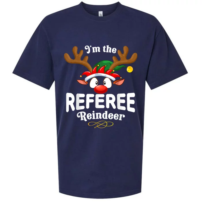 Christmas Pjs Referee Xmas Reindeer Matching Sueded Cloud Jersey T-Shirt