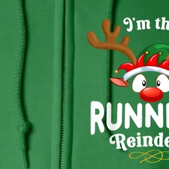 Christmas Pjs Running Xmas Reindeer Matching Full Zip Hoodie