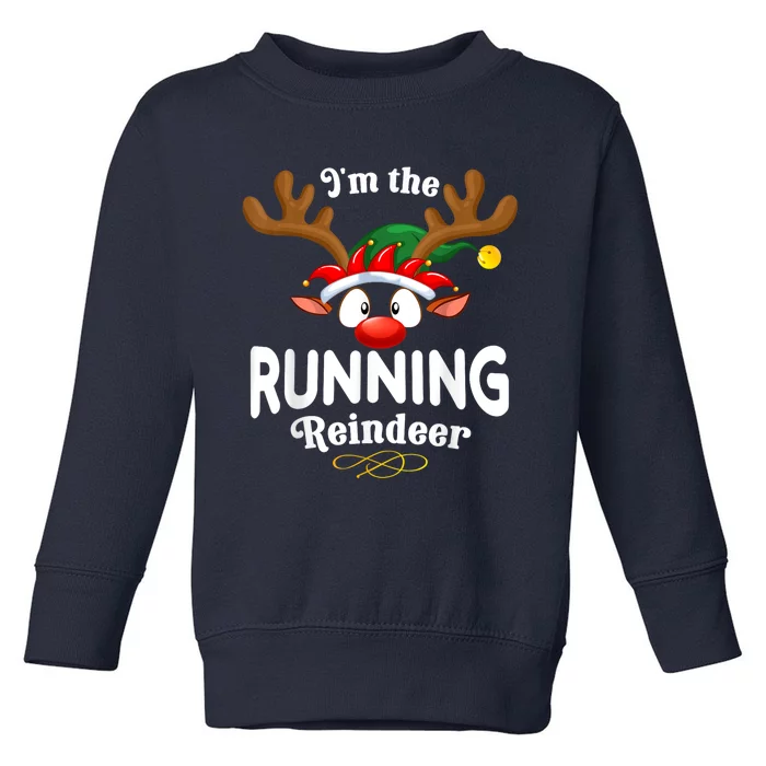 Christmas Pjs Running Xmas Reindeer Matching Toddler Sweatshirt