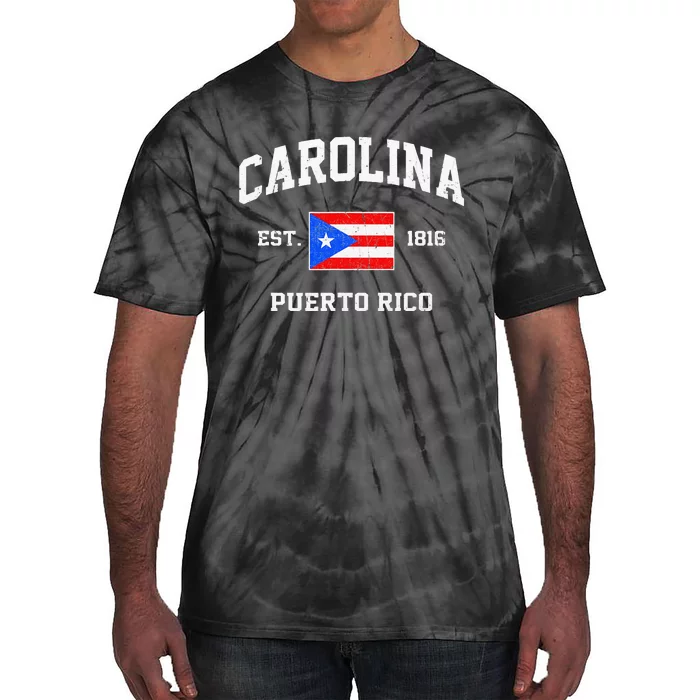 Carolina Puerto Rico Vintage Boricua Flag Athletic Style Tie-Dye T-Shirt