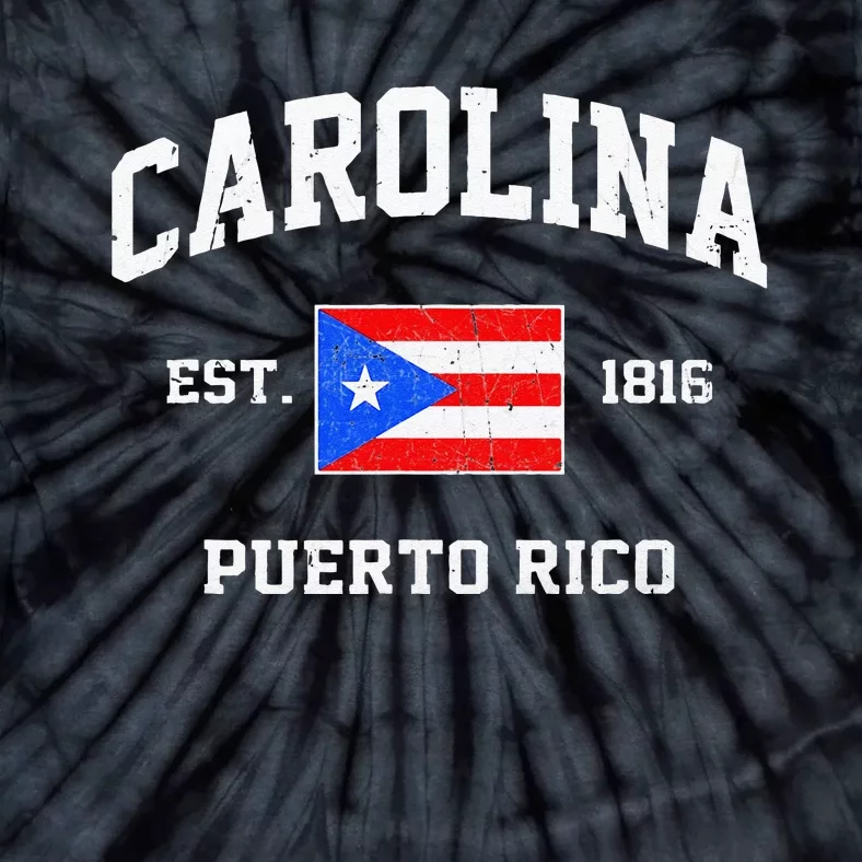 Carolina Puerto Rico Vintage Boricua Flag Athletic Style Tie-Dye T-Shirt