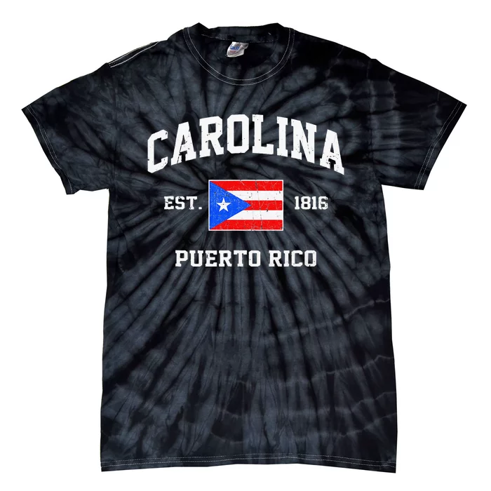 Carolina Puerto Rico Vintage Boricua Flag Athletic Style Tie-Dye T-Shirt