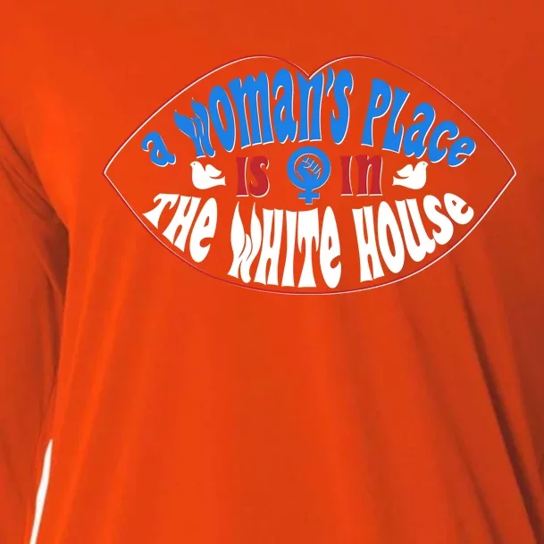 Cute Patriotic Rwb A Womans Place Is In The White House Cooling Performance Long Sleeve Crew