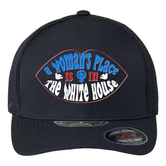 Cute Patriotic Rwb A Womans Place Is In The White House Flexfit Unipanel Trucker Cap