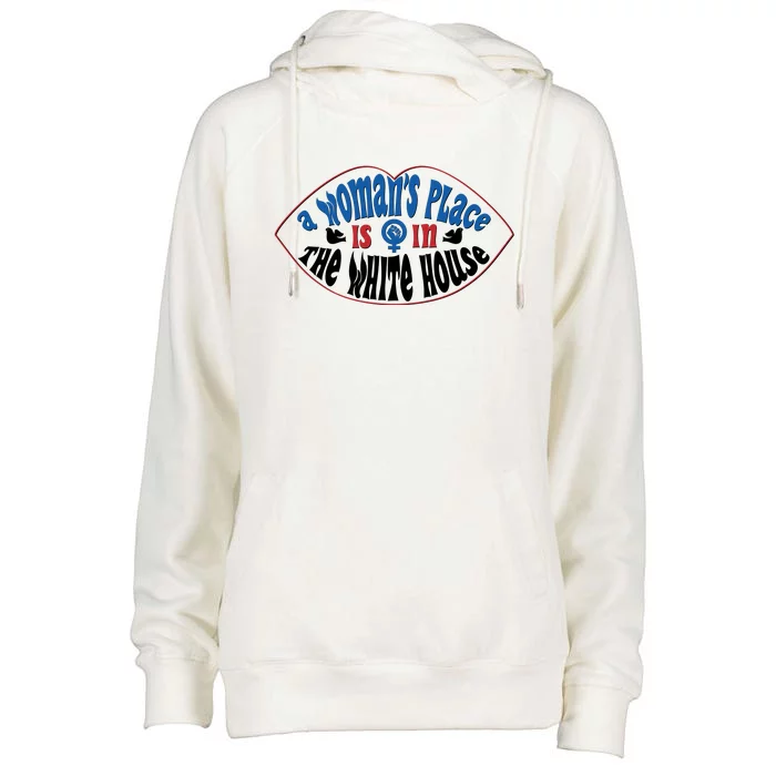 Cute Patriotic Rwb A Womans Place Is In The White House Womens Funnel Neck Pullover Hood