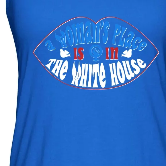 Cute Patriotic Rwb A Womans Place Is In The White House Ladies Essential Flowy Tank