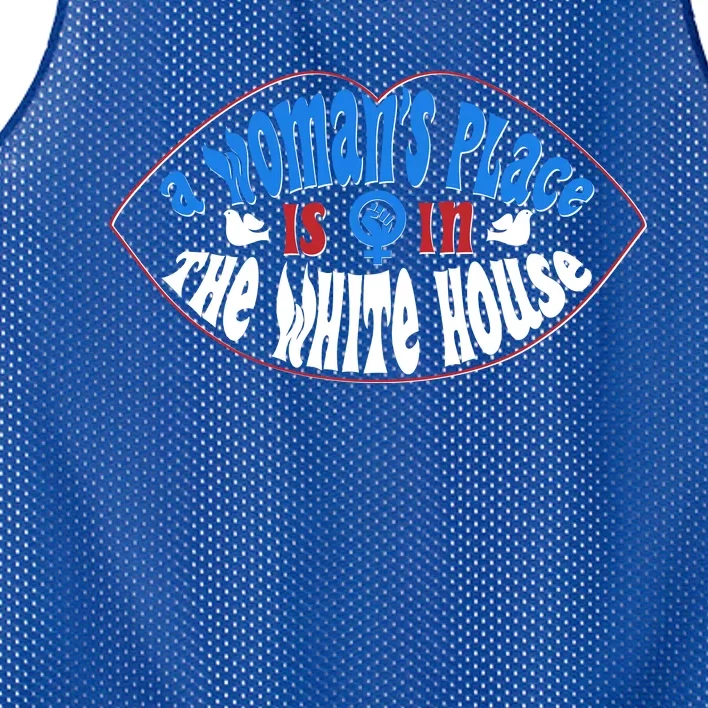 Cute Patriotic Rwb A Womans Place Is In The White House Mesh Reversible Basketball Jersey Tank