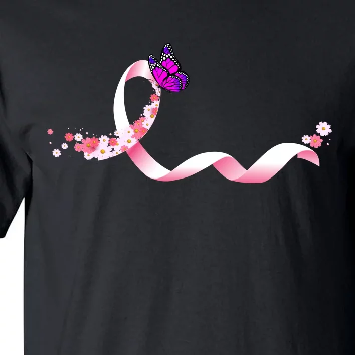 Cute Pink Ribbon Butterfly Breast Cancer Awareness Tall T-Shirt