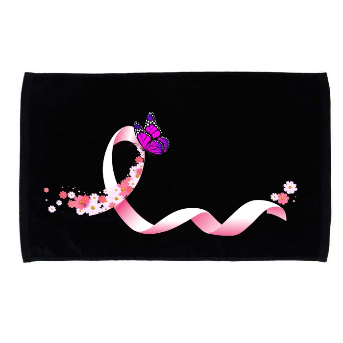 Cute Pink Ribbon Butterfly Breast Cancer Awareness Microfiber Hand Towel