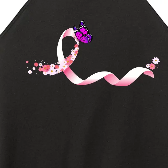 Cute Pink Ribbon Butterfly Breast Cancer Awareness Women’s Perfect Tri Rocker Tank