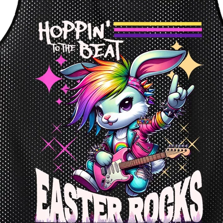 Cute Punk Rocking Bunny Hopping Rabbit Easter Rocks Mesh Reversible Basketball Jersey Tank