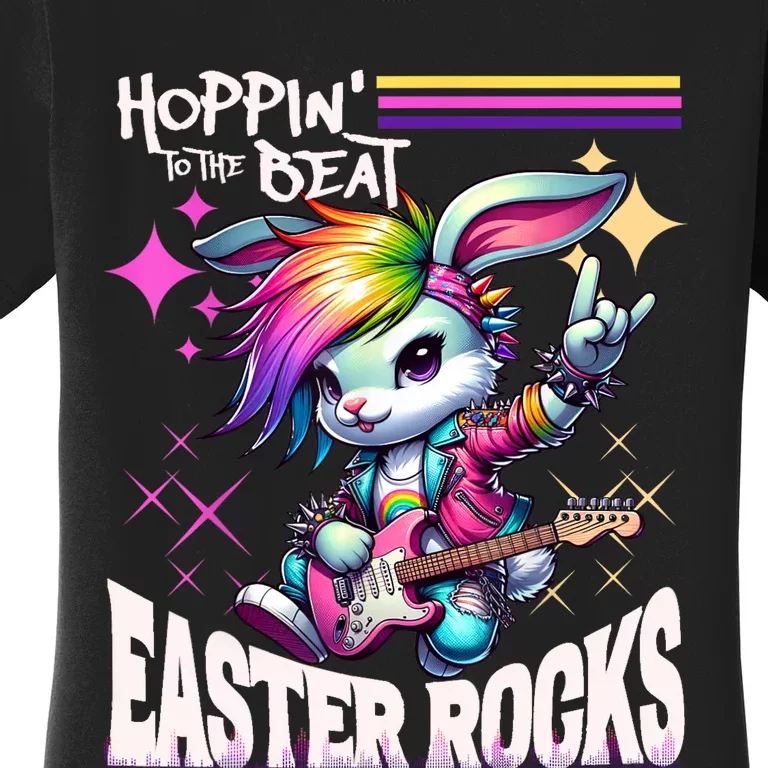 Cute Punk Rocking Bunny Hopping Rabbit Easter Rocks Women's T-Shirt