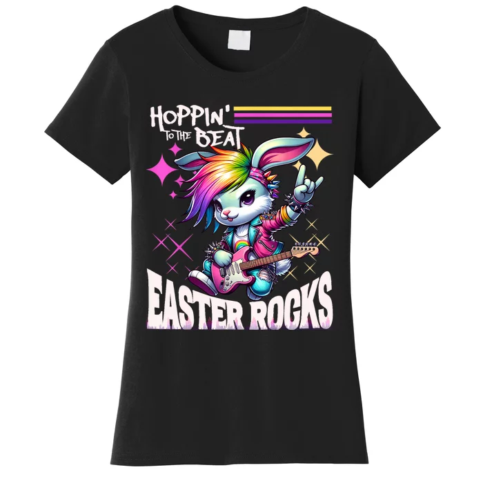 Cute Punk Rocking Bunny Hopping Rabbit Easter Rocks Women's T-Shirt