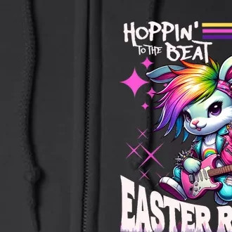 Cute Punk Rocking Bunny Hopping Rabbit Easter Rocks Full Zip Hoodie