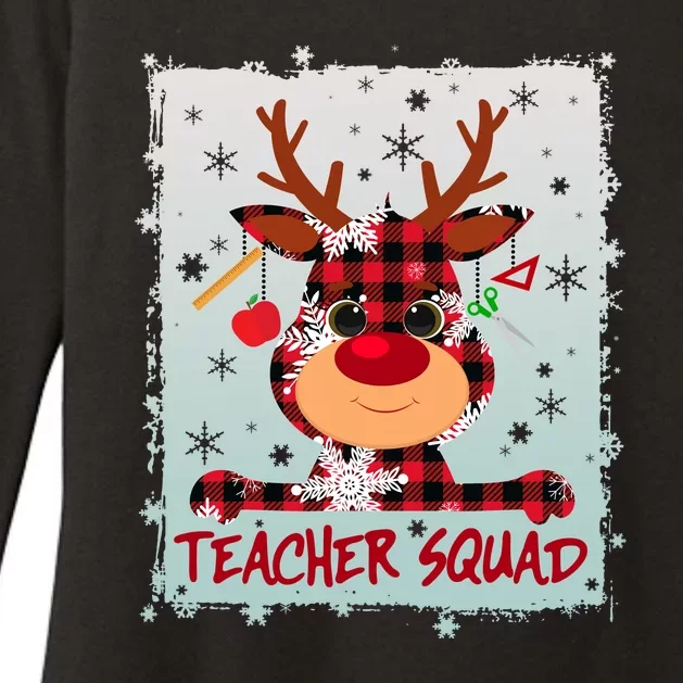 Cute Plaid Reindeer Teacher Squad Womens CVC Long Sleeve Shirt