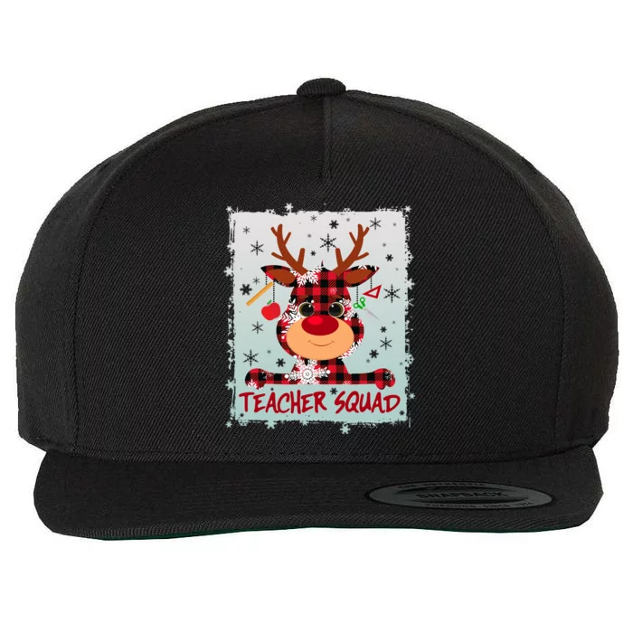 Cute Plaid Reindeer Teacher Squad Wool Snapback Cap