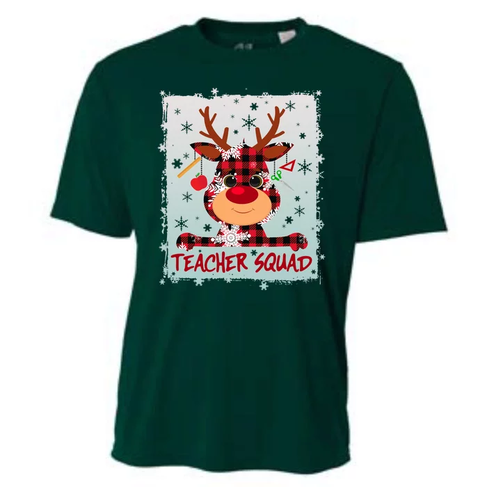 Cute Plaid Reindeer Teacher Squad Cooling Performance Crew T-Shirt