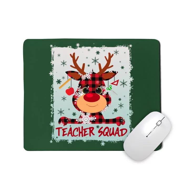 Cute Plaid Reindeer Teacher Squad Mousepad