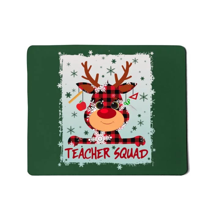 Cute Plaid Reindeer Teacher Squad Mousepad