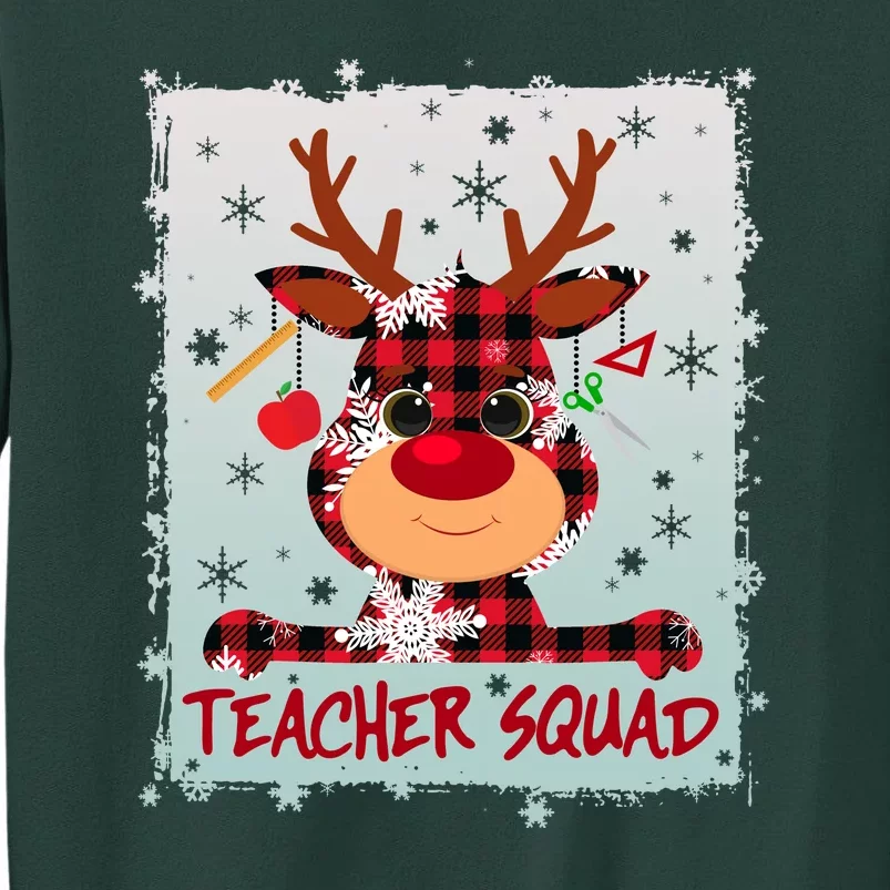 Cute Plaid Reindeer Teacher Squad Tall Sweatshirt