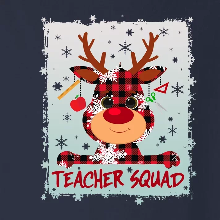 Cute Plaid Reindeer Teacher Squad Toddler Long Sleeve Shirt