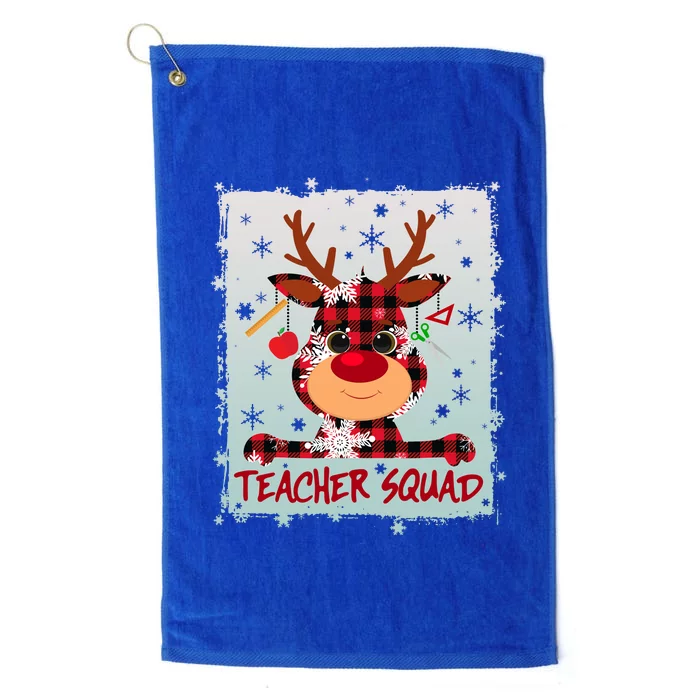 Cute Plaid Reindeer Teacher Squad Platinum Collection Golf Towel