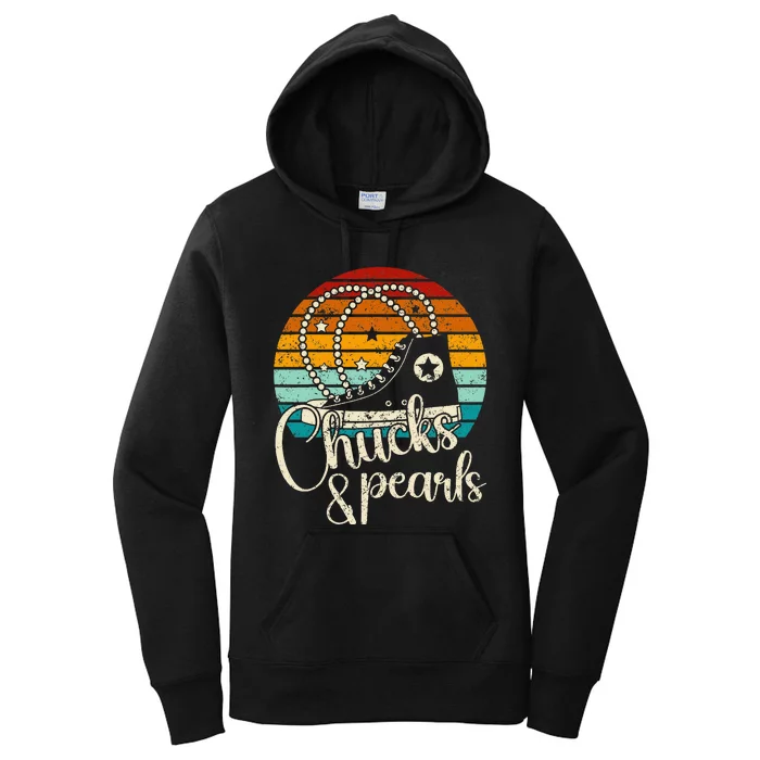 Chucks & Pearls Retro Sunset Lover Women's Pullover Hoodie