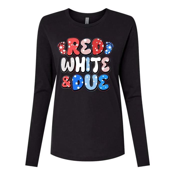 Cute Patriotic Red White And Due New Baby Womens Cotton Relaxed Long Sleeve T-Shirt