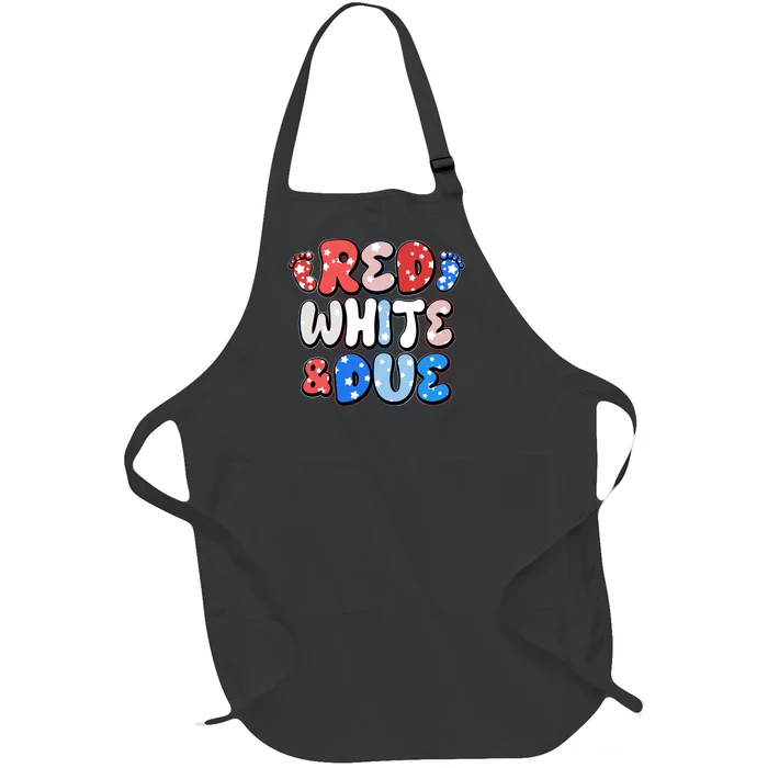 Cute Patriotic Red White And Due New Baby Full-Length Apron With Pocket