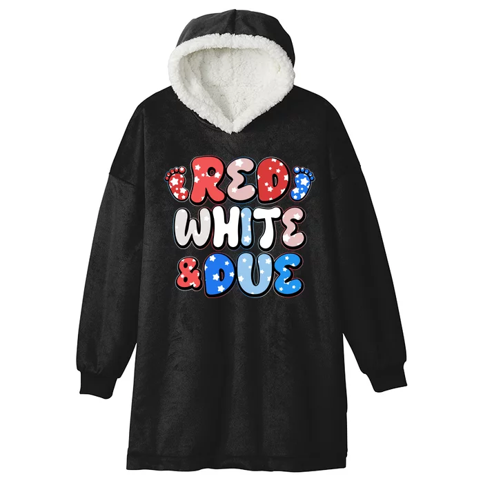 Cute Patriotic Red White And Due New Baby Hooded Wearable Blanket