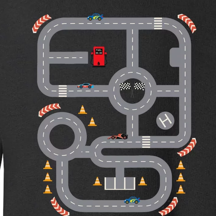 Cool Playmat Race Car Track On Back Dad Race Car Mat Toddler Sweatshirt