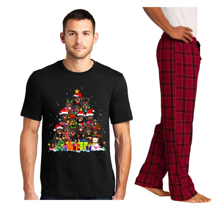 Christmas Pajama Rottweiler Tree Xmas Dog Dad Mom Funny Gift Pajama Set