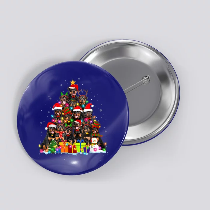 Christmas Pajama Rottweiler Tree Xmas Dog Dad Mom Funny Gift Button