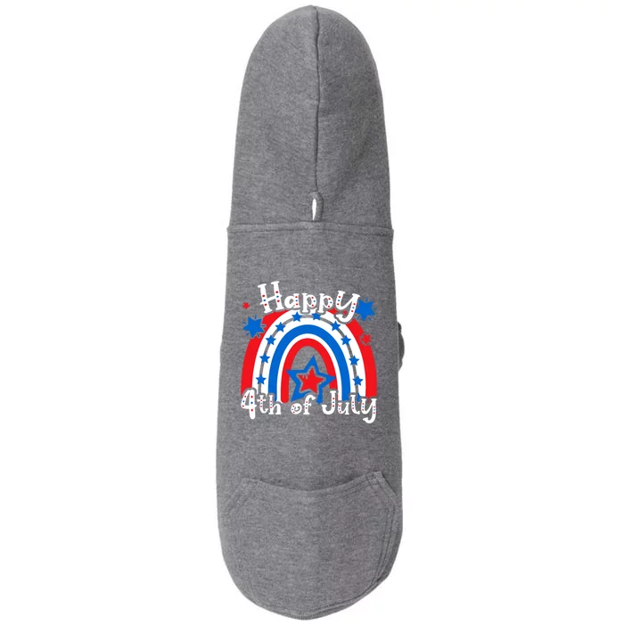 Cute Patriotic Rainbow Happy 4th Of July Cool Gift Gift Doggie 3-End Fleece Hoodie