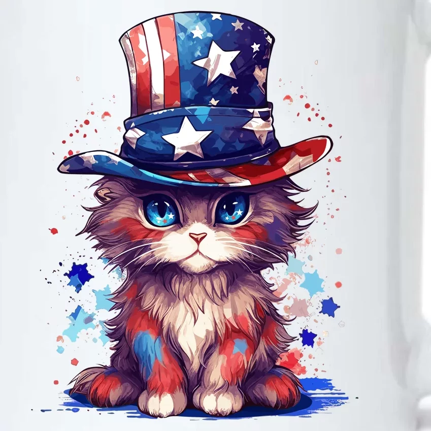 Cute Patriotic Red White And Blue Kitten Cat Black Color Changing Mug