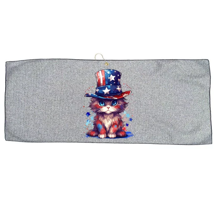 Cute Patriotic Red White And Blue Kitten Cat Large Microfiber Waffle Golf Towel