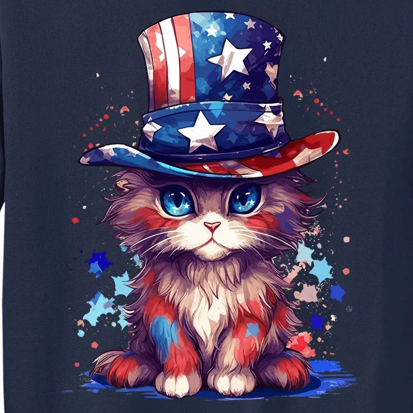 Cute Patriotic Red White And Blue Kitten Cat Tall Sweatshirt