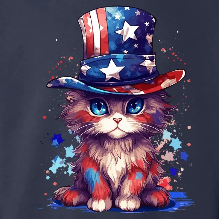 Cute Patriotic Red White And Blue Kitten Cat Toddler Hoodie